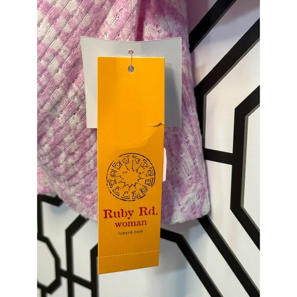 NWT Ruby Rd. Women's 3/4 Sleeve Cowl Neck Blouse – Pink & White, 2X - Picture 4 of 6